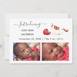 Cute Elegant Baby Photo Birth Announcement Unicorn