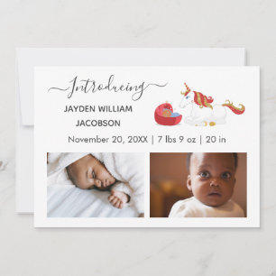 Cute Elegant Baby Photo Birth Announcement Unicorn