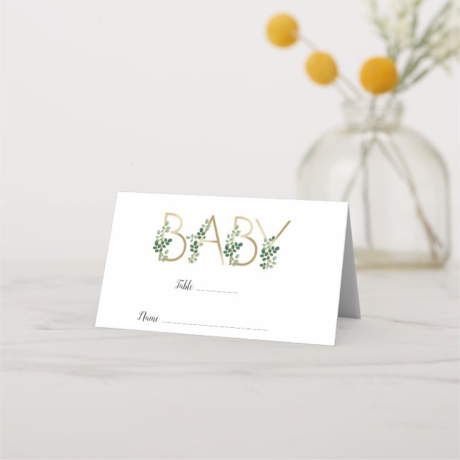 Cute Elegant Baby Slogan Baby Shower Place Card (Front)