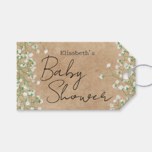 Cute Elegant Baby's Breath Floral Boho Baby Shower Gift Tags