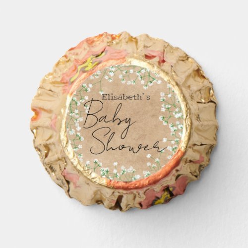 Cute Elegant Babys Breath Floral Boho Baby Shower Reeses Peanut Butter Cups