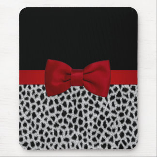 Cute elegant black and white leopard skin mouse pad