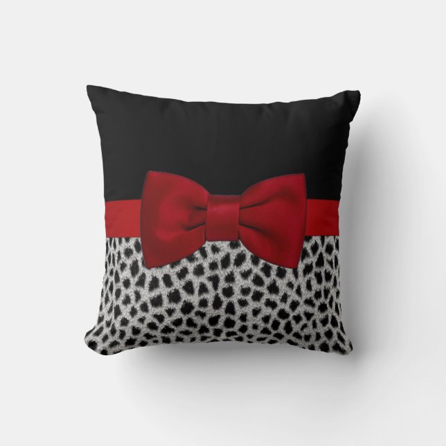 Cute elegant black and white leopard skin throw pillow (Front)