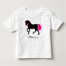 Cute Elegant Black White & Hot Pink Horse Add Name