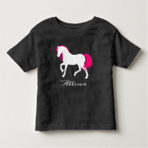 Cute Elegant Black White & Hot Pink Horse Add Name