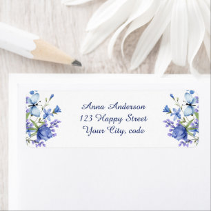 Cute Elegant Blue Wildflowers Meadow Label