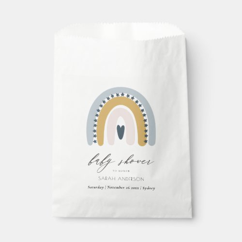 CUTE ELEGANT BLUSH BLUE HEART RAINBOW BABY SHOWER FAVOR BAG