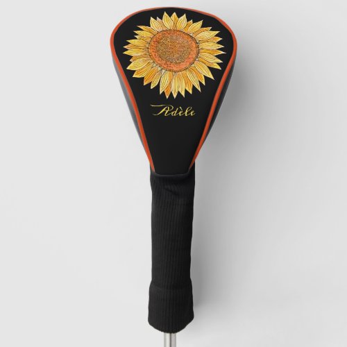  Cute Elegant Boho Art Yellow Watercolor Sunflower Golf Head Cover