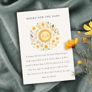 Cute Elegant Boho Floral Sun Books For Baby Shower Enclosure Card
