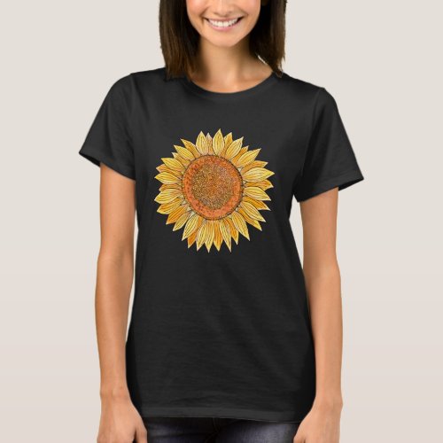   Cute Elegant Boho Floral Trendy Yellow Sunflower T_Shirt