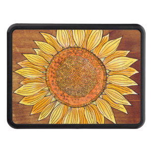 Cute Elegant Boho Sunflower Art Farmhouse Rustic Hitch Cover