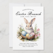Cute Elegant Bunny Easter Brunch & Egg Hunt
