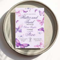 Cute Elegant Butterfly Girls 5th Birthday 