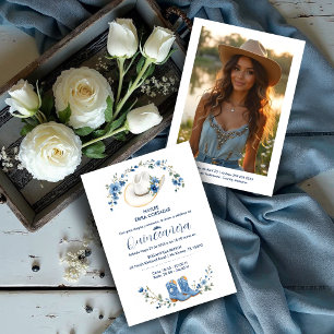 Cute Elegant Coastal Cowgirl Boots & Hat XVs Invitation