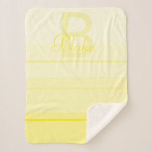 Cute Elegant Custom Baby Yellow Monogram Name Sherpa Blanket