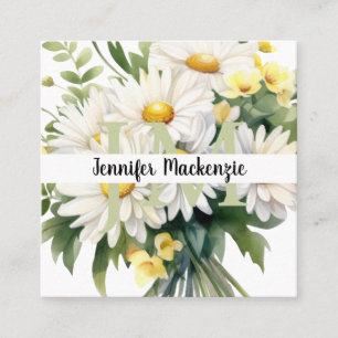 Cute Elegant Daisies Square Business Card
