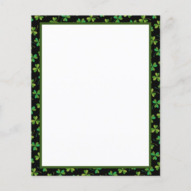 Cute & Elegant Dark Shamrock Pattern Green & Black (Front)