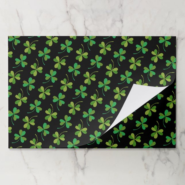 Cute & Elegant Dark Shamrock Pattern Green & Black Paper Pad (Folded)