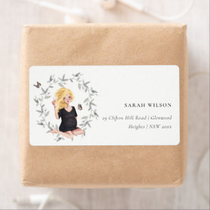 Cute Elegant Expectant Women Foliage Address Label