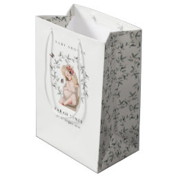 Cute Elegant Expectant Women Foliage Baby Shower  Medium Gift Bag