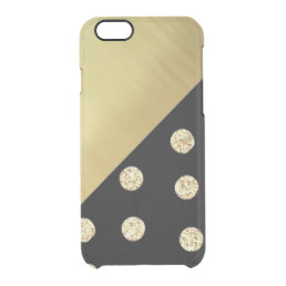 Cute Elegant Faux Gold Dots-Black Background Clear iPhone 6/6S Case