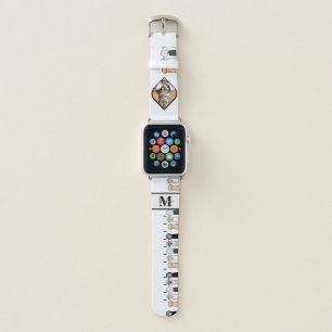 Cute elegant floral monogram custom name photo apple watch band