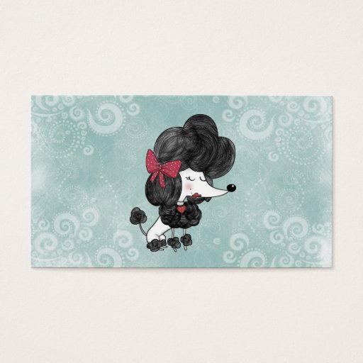 Customizable Cute elegant French poodle girly cartoon Business Card Templates