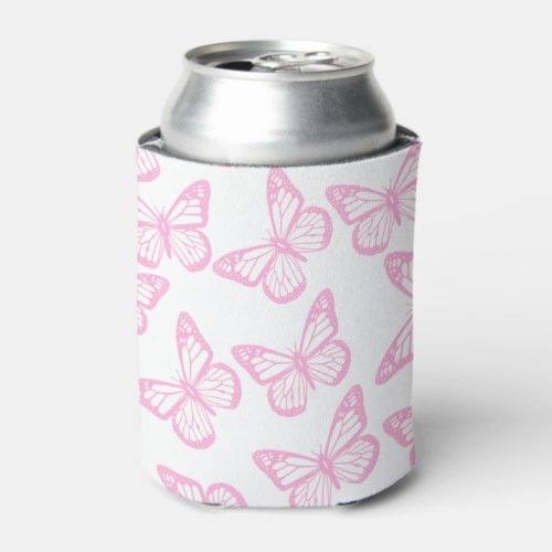 Cute Elegant Fun Light Pink Pretty Girly Butterfly Can Cooler