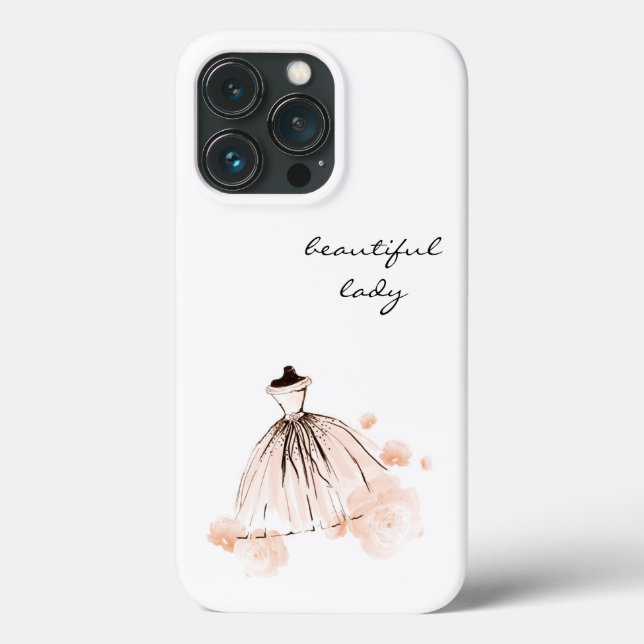 cute elegant girly blush pink modern flowers dress Case-Mate iPhone case (Back)
