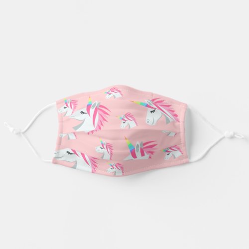 Cute elegant girly pink unicorn pattern emoji adult cloth face mask