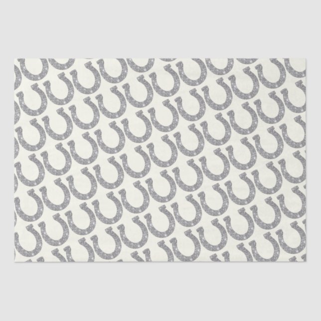 Cute Elegant Glam Horseshoe Silver Glitter Tissue Paper (Front)