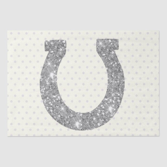 Cute Elegant Glam Silver Glitter Horseshoe  Tissue Paper (Front)