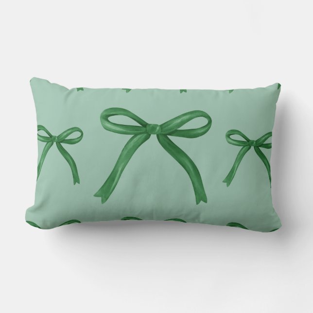 Cute elegant green bow pattern  lumbar pillow (Front)