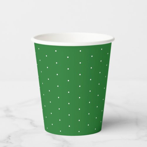 Cute elegant green white tiny polka dots  paper cups