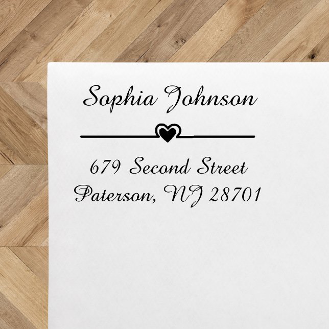 Cute Elegant Heart | Name Return Address  Self-inking Stamp (Creator Uploaded)