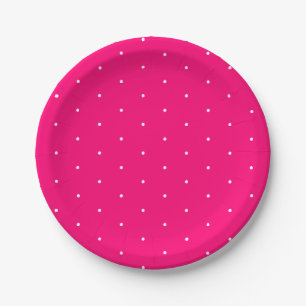 Cute elegant hot pink white tiny polka dots paper plates