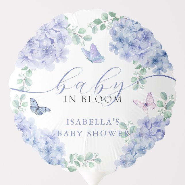 Cute Elegant Hydrangea Floral Garden Baby Shower  Balloon (Front)
