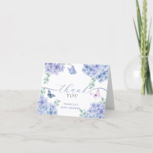 Cute Elegant Hydrangea Floral Garden Baby Shower Letterpress Thank You Card