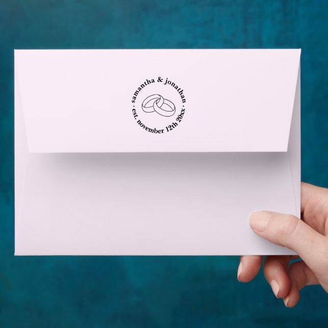 Cute, Elegant Interlocked Wedding Rings - Wedding Envelope (Hand)