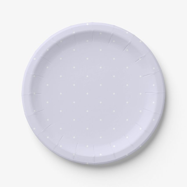 Cute elegant lavender lilac white tiny polka dots paper plates (Front)