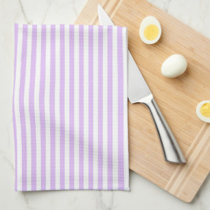 Cute Elegant Light Lavender and White Striped Kitchen Towel