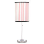Cute Elegant Light Rose Pink White Striped Nursery Table Lamp (Back)
