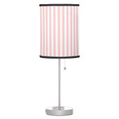 Cute Elegant Light Rose Pink White Striped Nursery Table Lamp (Left)