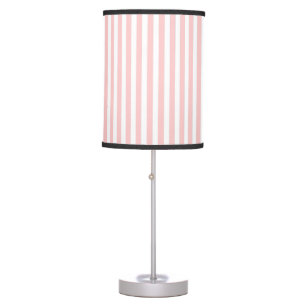 Cute Elegant Light Rose Pink White Striped Nursery Table Lamp