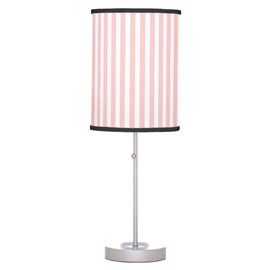 Cute Elegant Light Rose Pink White Striped Nursery Table Lamp (Front)