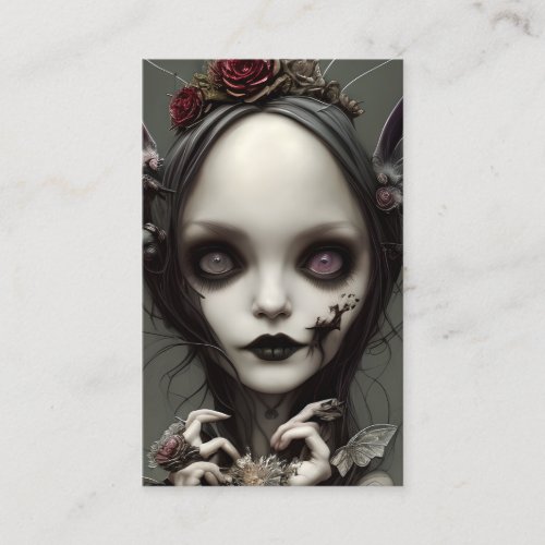 Cute Elegant Little Gothic Witch Fae Faery Artwork Business Card