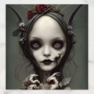 Cute Elegant Little Gothic Witch Fae Faery Artwork Envelope Liner