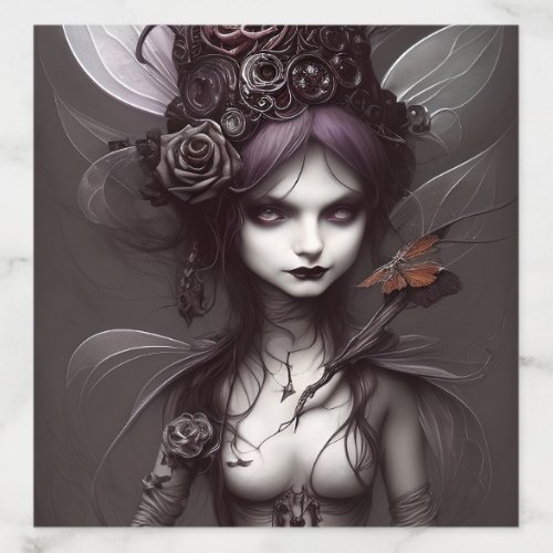 Cute Elegant Little Gothic Witch Fae Faery Artwork Envelope Liner