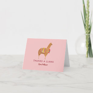Cute Elegant Llama Alpaca Hand-Illustrated Animal Letterpress Thank You Card
