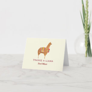 Cute Elegant Llama Alpaca Hand-Illustrated Animal Thank You Card